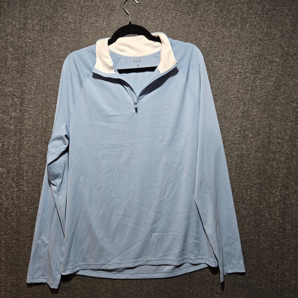 FLX Men's Golf 1/4 Zip 4 Way Stretch Wicking Performance Sz M Blue